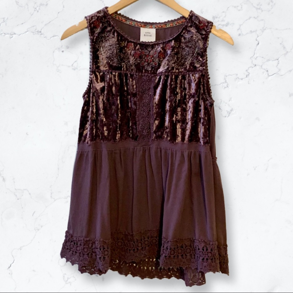 Knox Rose Velvet, Lace and Embroidery Top